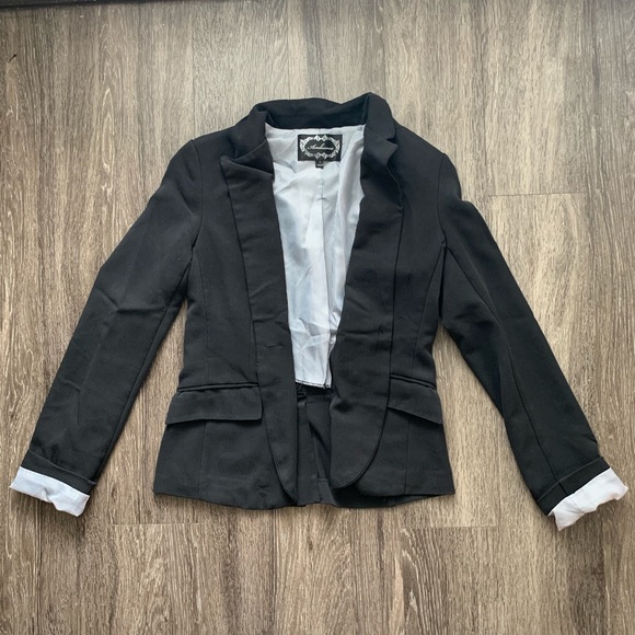 Ambiance Jackets & Blazers - AMBIANCE BLACK BLAZER WITH TOUCH OF STRIPS DETAIL